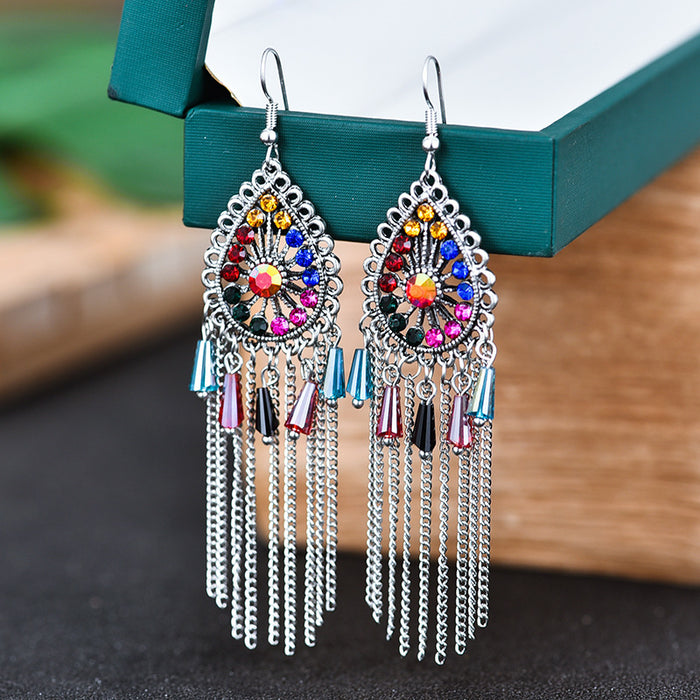 Wholesale Earrings Alloy Vintage Drop Shaped Diamonds MOQ≥2 JDC-ES-Daiq045