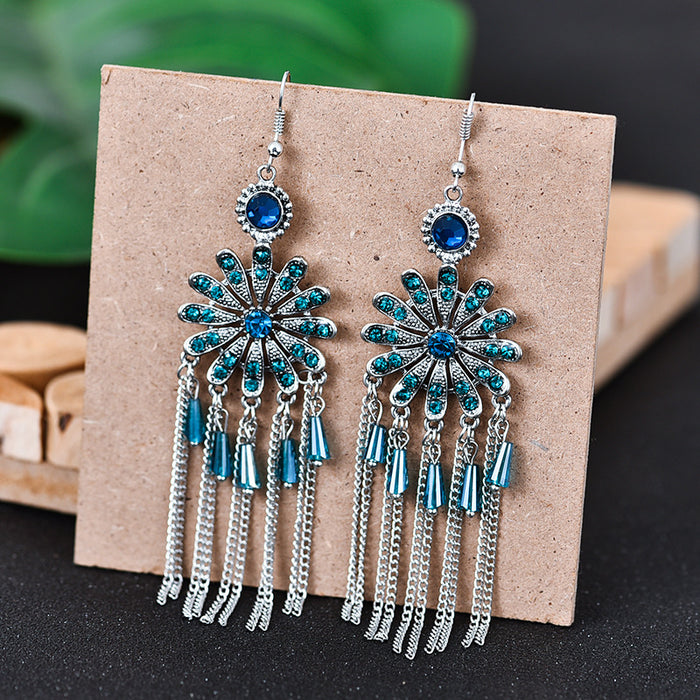 Wholesale Earrings Alloy Sunflower Vintage Tassels MOQ≥2 JDC-ES-Daiq053