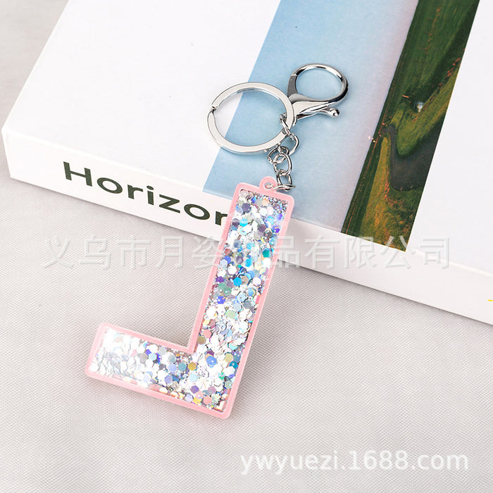 Wholesale Acrylic Sequin Alphabet Keychain MOQ≥3 JDC-KC-YueZ001