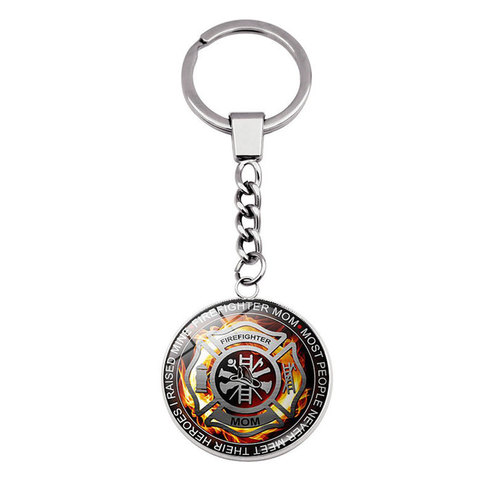 Wholesale Keychains Alloy Glass Rescue Firefighter Time Stone JDC-KC-JiaY008