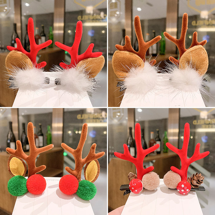 Wholesale Christmas Headwear Rabbit Ears Antlers New Year Hairpins Girls Hats Hairpins Children's Hair JDC-HD-tengZ001