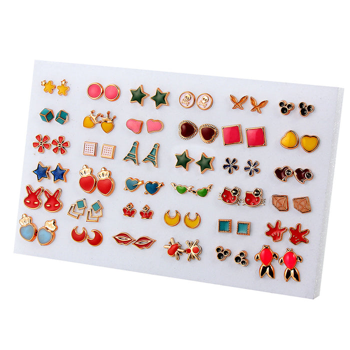 Wholesale 36 Pairs Mixed Style Gold Base Color Inlaid Pearl Hypoallergenic Stud Earrings JDC-ES-Jingy001