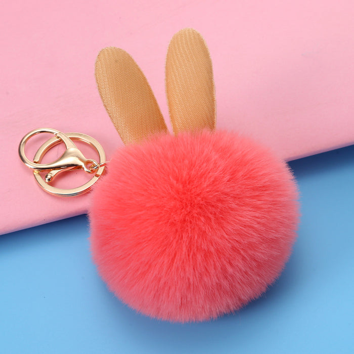 Wholesale keychain hair ball cute bunny ears bag pendant MOQ≥2 JDC-KC-YXin004