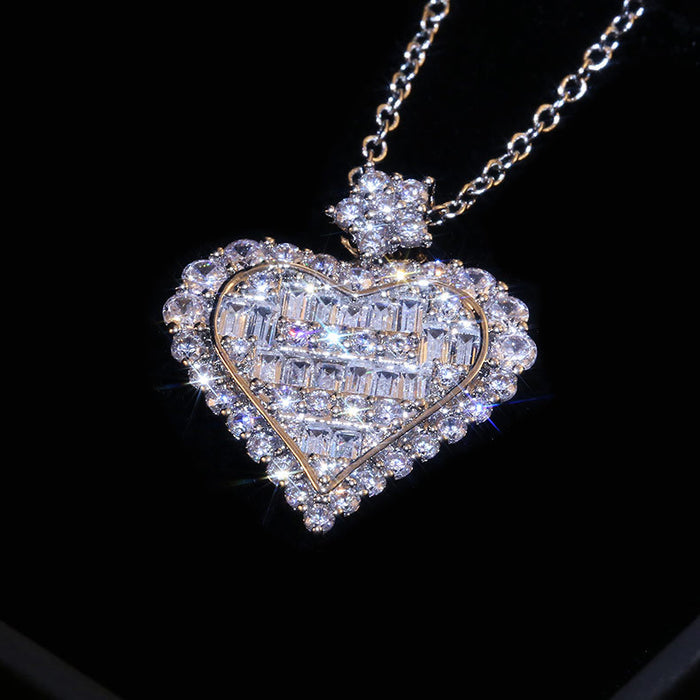 Wholesale Zircon Heart Shape Copper Necklace MOQ≥2 JDC-NE-Caos030