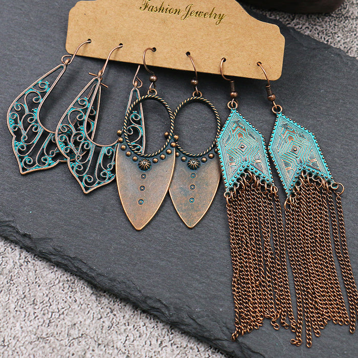 Jewelry WholesaleWholesale hand-woven vintage round metal tassel earrings JDC-ES-HH003 Earrings 汉虹 %variant_option1% %variant_option2% %variant_option3%  Factory Price JoyasDeChina Joyas De China