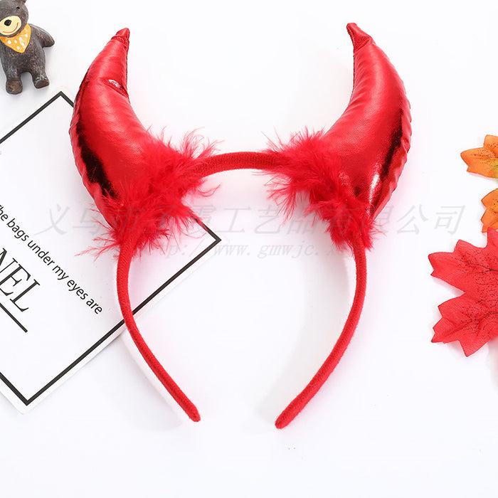 Wholesale Halloween Decoration Props Devil Horn Headband Sequins MOQ≥2 JDC-HD-ShengX001