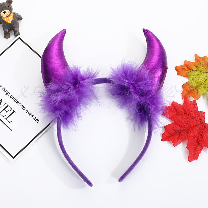 Wholesale Halloween Decoration Props Devil Horn Headband Sequins MOQ≥2 JDC-HD-ShengX001