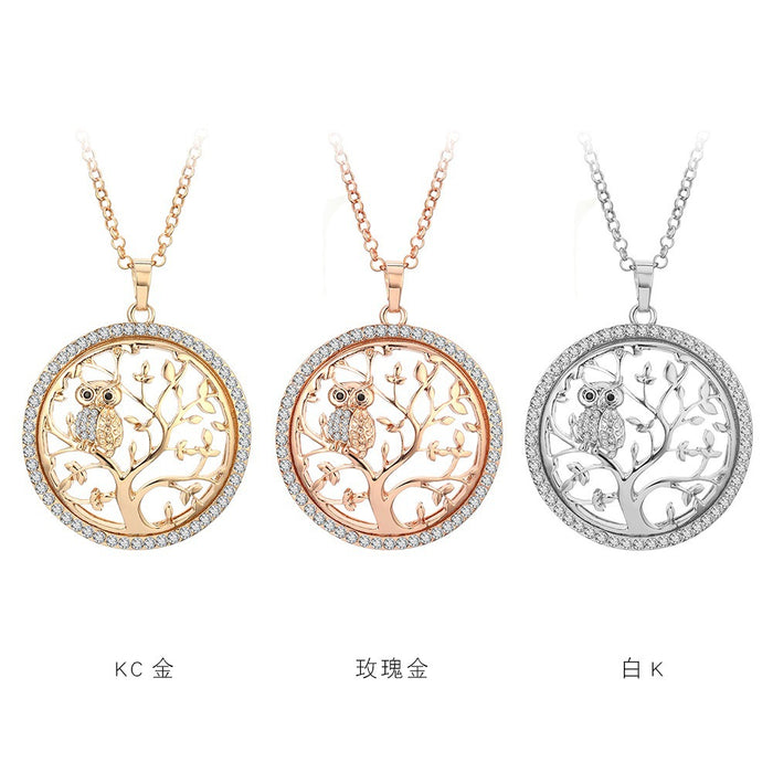 Jewelry WholesaleWholesale Alloy Hollow Tree of Life Diamond Animal Owl Necklace MOQ≥2 JDC-NE-ShenXi001 Necklaces 晟玺 %variant_option1% %variant_option2% %variant_option3%  Factory Price JoyasDeChina Joyas De China