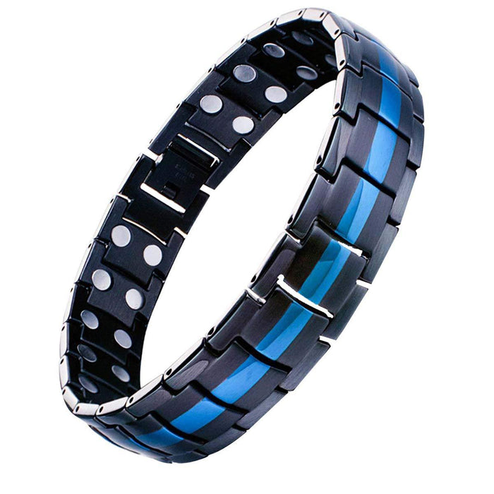 Wholesale Stainless Steel Double Row Magnet Bracelet Black JDC-BT-WJTD001