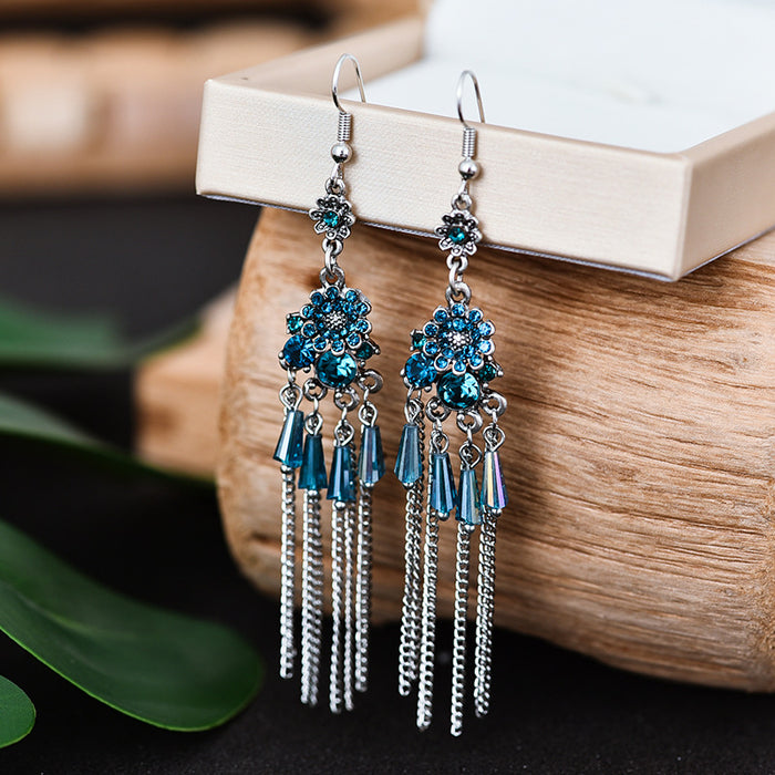 Jewelry WholesaleWholesale Rhinestone Small Flower Alloy Tassel Earrings JDC-ES-Daiq021 Earrings 黛茜 %variant_option1% %variant_option2% %variant_option3%  Factory Price JoyasDeChina Joyas De China