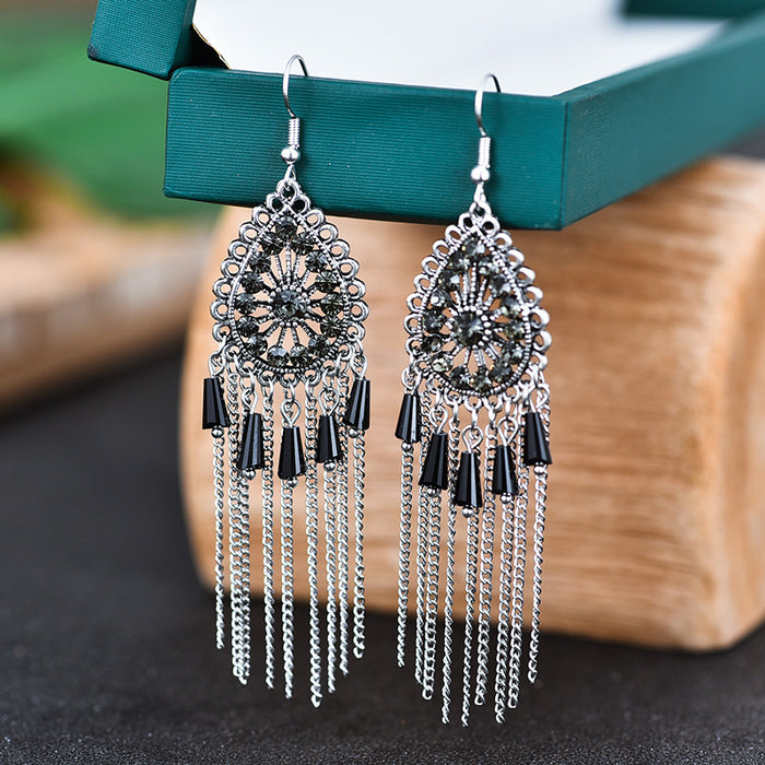 Wholesale Earrings Alloy Vintage Drop Shaped Diamonds MOQ≥2 JDC-ES-Daiq045