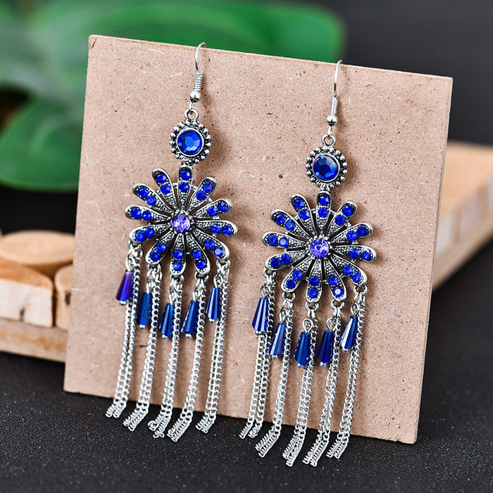 Wholesale Earrings Alloy Sunflower Vintage Tassels MOQ≥2 JDC-ES-Daiq053