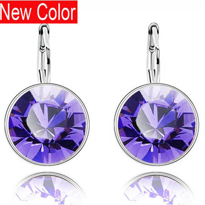 Wholesale Metal Crystal Earrings Stud Earrings Women's Round Flashing Diamonds JDC-ES-Bingm024