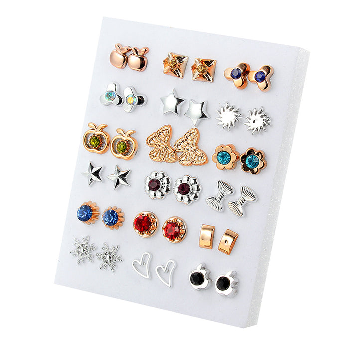 Wholesale 36 Pairs Mixed Style Gold Base Color Inlaid Pearl Hypoallergenic Stud Earrings JDC-ES-Jingy001