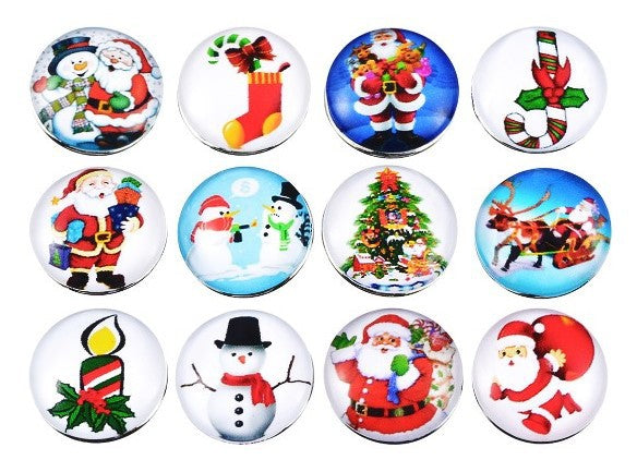 Jewelry WholesaleWholesale Random 18mm Glass Christmas Pattern Noosa DIY Snap Button Jewelry MOQ≥10 JDC-DIY-ShangC002 DIY 尚彩 %variant_option1% %variant_option2% %variant_option3%  Factory Price JoyasDeChina Joyas De China