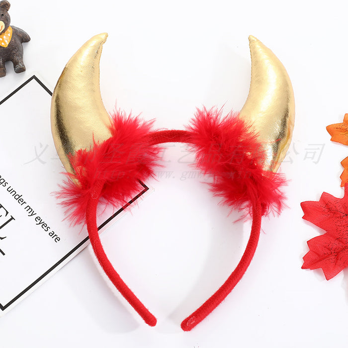 Wholesale Halloween Decoration Props Devil Horn Headband Sequins MOQ≥2 JDC-HD-ShengX001