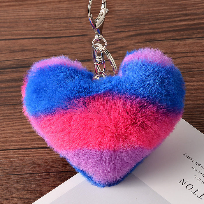 Jewelry WholesaleWholesale Imitation Rex Rabbit Fur Heart Pom Pom Keychain JDC-KC-FeiRun024 Keychains 飞润 %variant_option1% %variant_option2% %variant_option3%  Factory Price JoyasDeChina Joyas De China