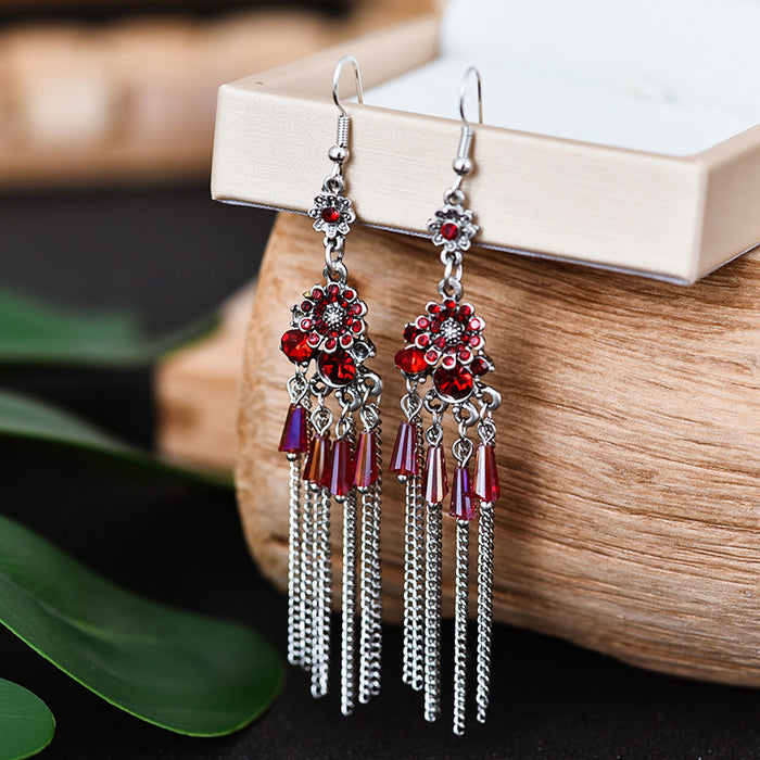 Jewelry WholesaleWholesale Rhinestone Small Flower Alloy Tassel Earrings JDC-ES-Daiq021 Earrings 黛茜 %variant_option1% %variant_option2% %variant_option3%  Factory Price JoyasDeChina Joyas De China