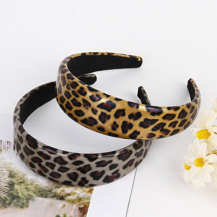 Jewelry WholesaleWholesale Leopard Print Leather Headband Leather Print Headband JDC-HD-Baxuan002 Headband 芭炫 %variant_option1% %variant_option2% %variant_option3%  Factory Price JoyasDeChina Joyas De China