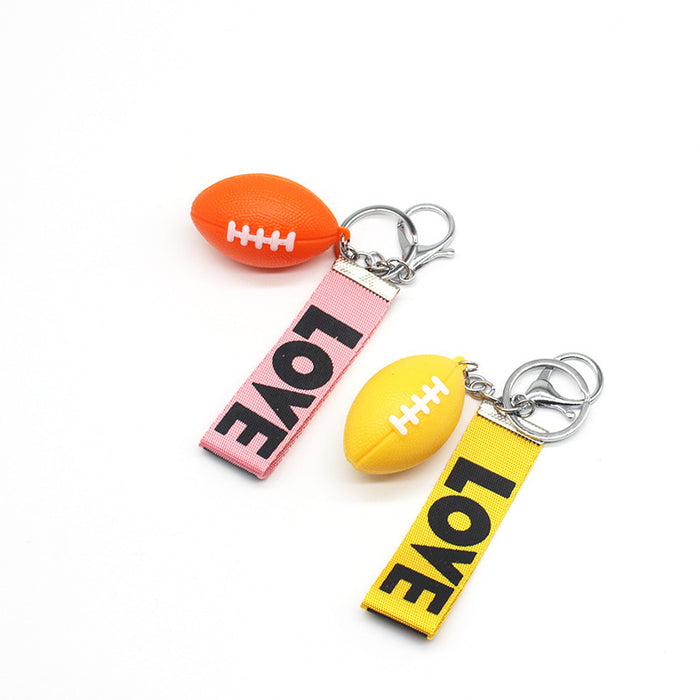 Wholesale Keychain Plastic Simulation Rugby Pendant MOQ≥2 JDC-KC-Fanni001