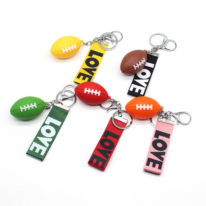 Wholesale Keychain Plastic Simulation Rugby Pendant MOQ≥2 JDC-KC-Fanni001