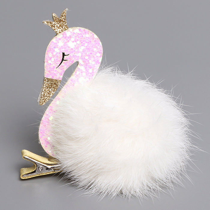 Wholesale 3D Pearl Lace Swan Hair Clip Hair Ball Children Hair Clip MOQ≥3 JDC-HC-MeiQ002