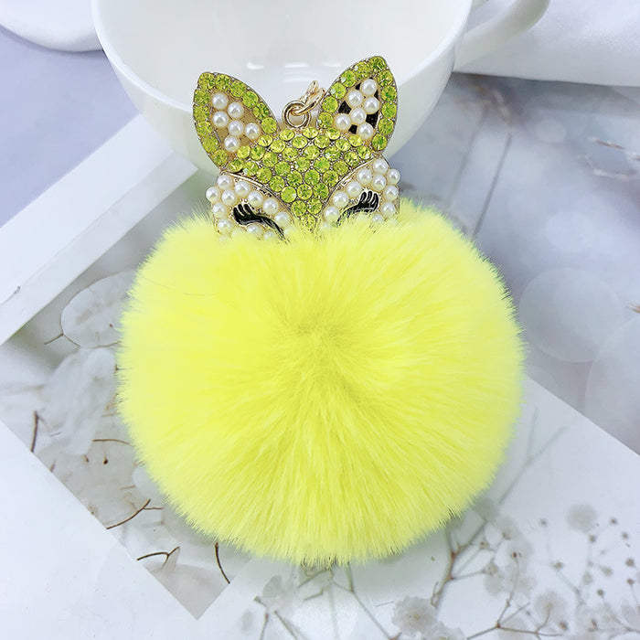 Jewelry WholesaleWholesale faux Rex rabbit hair rhinestone keychain MOQ≥10 JDC-KC-YZ003 Keychains 永泽 %variant_option1% %variant_option2% %variant_option3%  Factory Price JoyasDeChina Joyas De China