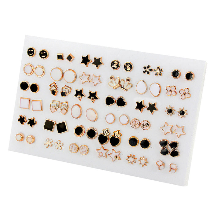 Wholesale 36 Pairs Mixed Style Gold Base Color Inlaid Pearl Hypoallergenic Stud Earrings JDC-ES-Jingy001