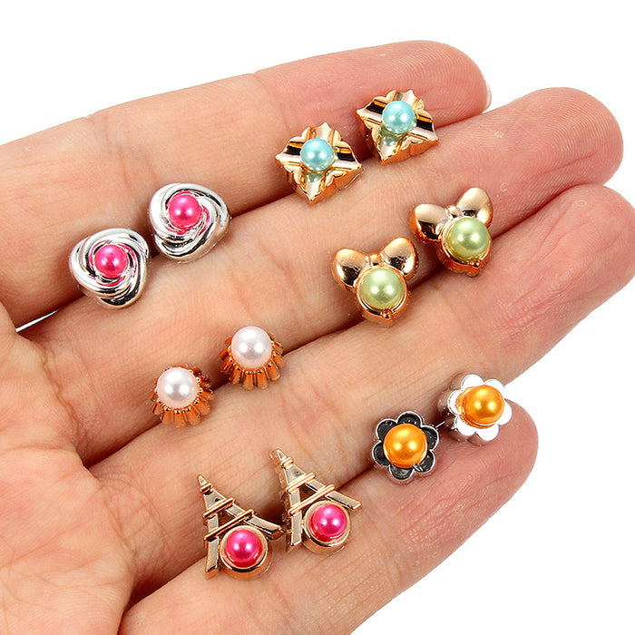 Wholesale 36 Pairs Mixed Style Gold Base Color Inlaid Pearl Hypoallergenic Stud Earrings JDC-ES-Jingy001