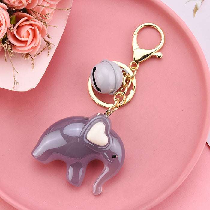 Wholesale acrylic jelly elephant bell keychain MOQ≥3 JDC-KC-XLu003