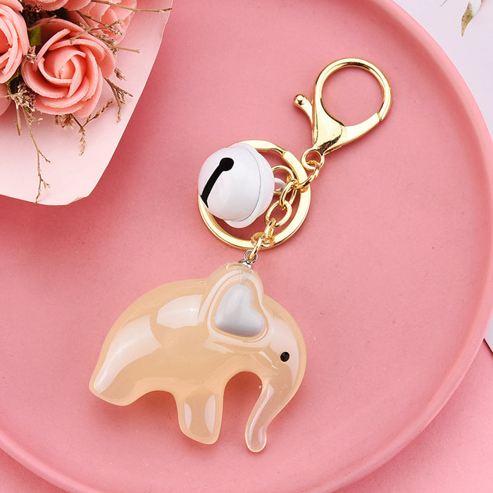 Wholesale acrylic jelly elephant bell keychain MOQ≥3 JDC-KC-XLu003