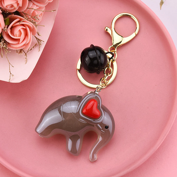 Wholesale acrylic jelly elephant bell keychain MOQ≥3 JDC-KC-XLu003