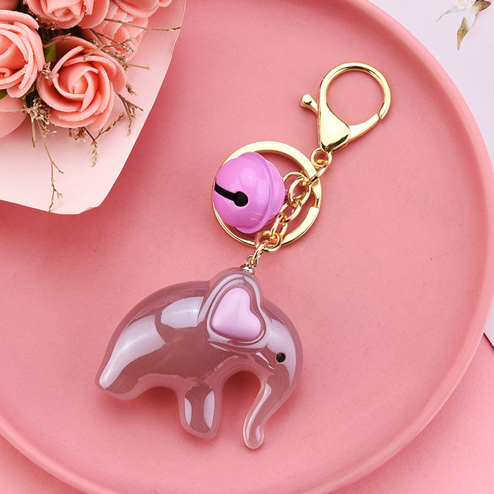 Wholesale acrylic jelly elephant bell keychain MOQ≥3 JDC-KC-XLu003