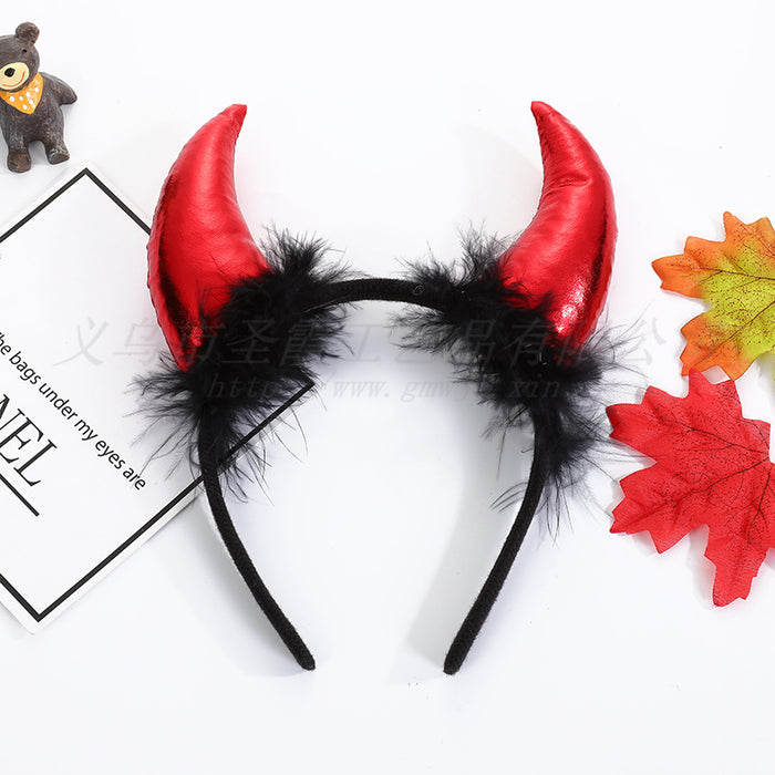 Wholesale Halloween Decoration Props Devil Horn Headband Sequins MOQ≥2 JDC-HD-ShengX001