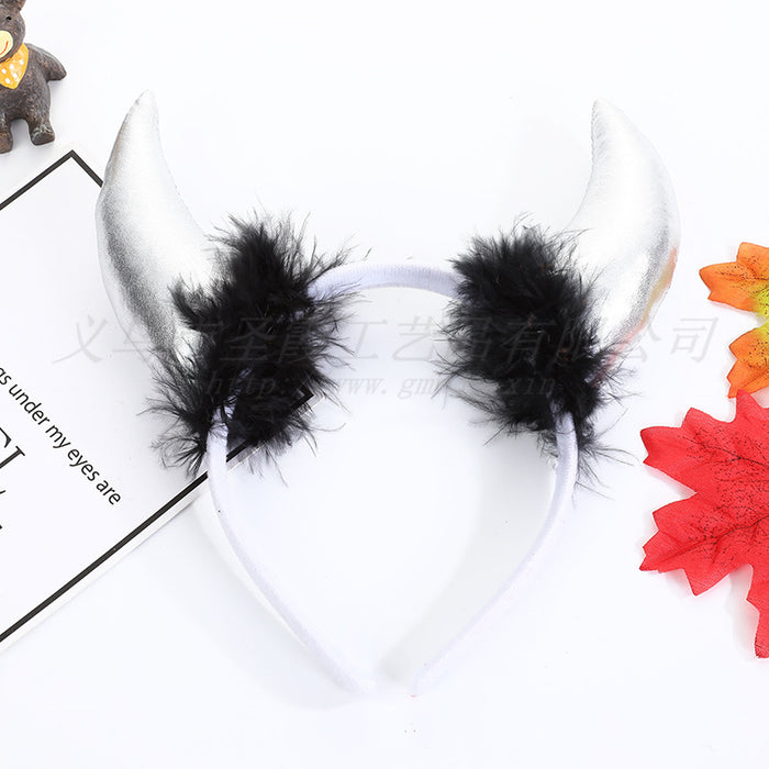 Wholesale Halloween Decoration Props Devil Horn Headband Sequins MOQ≥2 JDC-HD-ShengX001