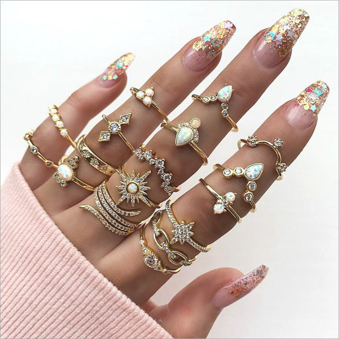 Wholesale Boho Diamond Alloy Ring Set JDC-RS-MYL005