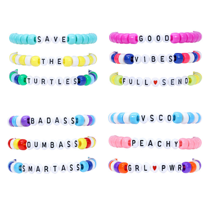 Wholesale Rainbow Braided 26 Alphabet Bead Bracelets 3 Piece Set JDC-BT-Yiye020