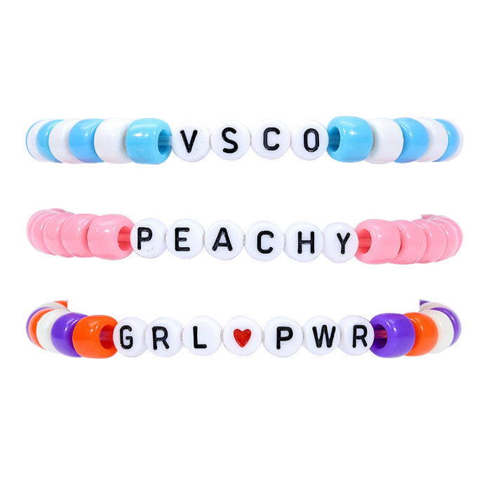 Wholesale Rainbow Braided 26 Alphabet Bead Bracelets 3 Piece Set JDC-BT-Yiye020