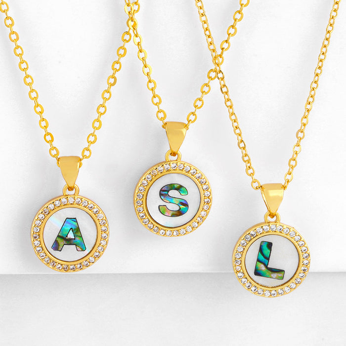 Wholesale Copper Plated 18K Gold Shell Letter Necklace JDC-NE-AS589