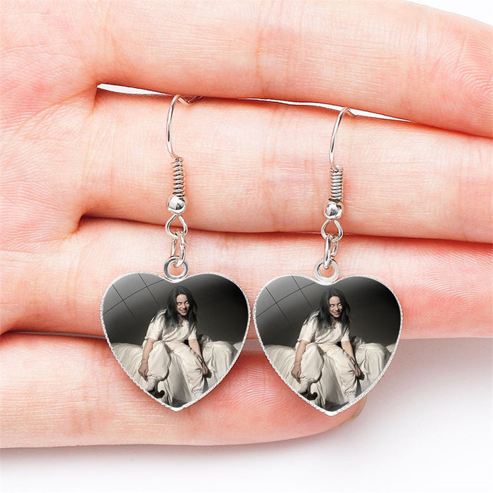 Wholesale Earrings Metal Love Time Gems Fan Souvenirs JDC-ES-NH018