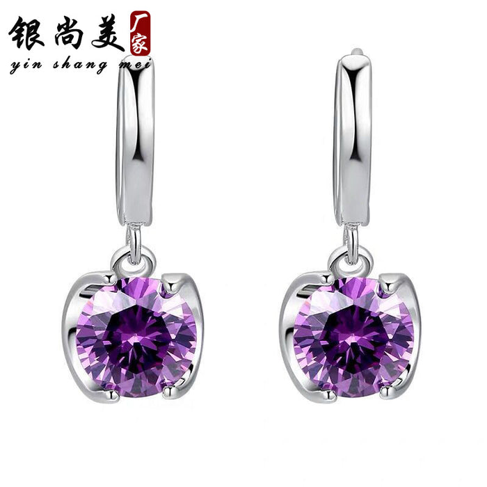 Jewelry WholesaleWholesale temperament long earrings amethyst earrings JDC-ES-GSYSM013 Earrings 银尚美 %variant_option1% %variant_option2% %variant_option3%  Factory Price JoyasDeChina Joyas De China