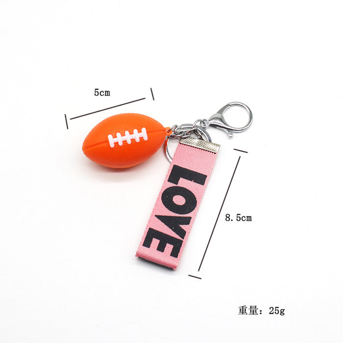 Wholesale Keychain Plastic Simulation Rugby Pendant MOQ≥2 JDC-KC-Fanni001