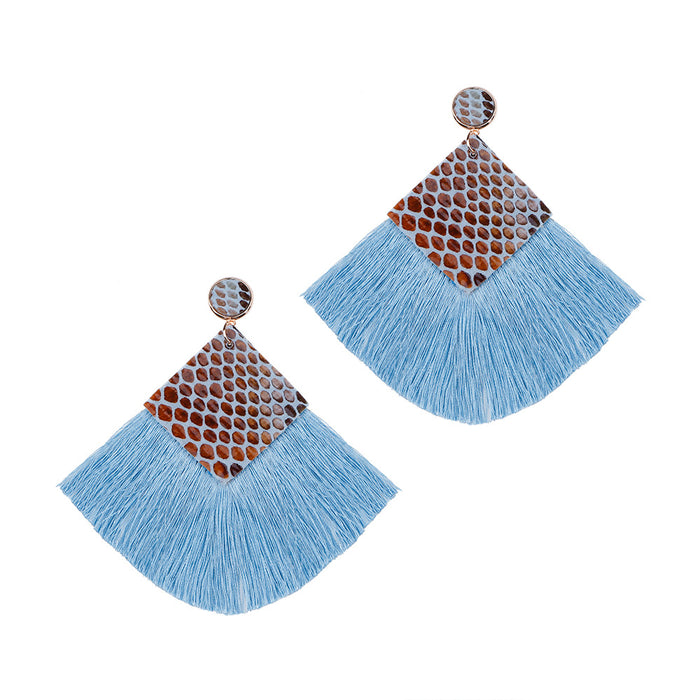 Wholesale Boho Tassel PU Alloy Embroidery Thread Earrings JDC-ES-JM013