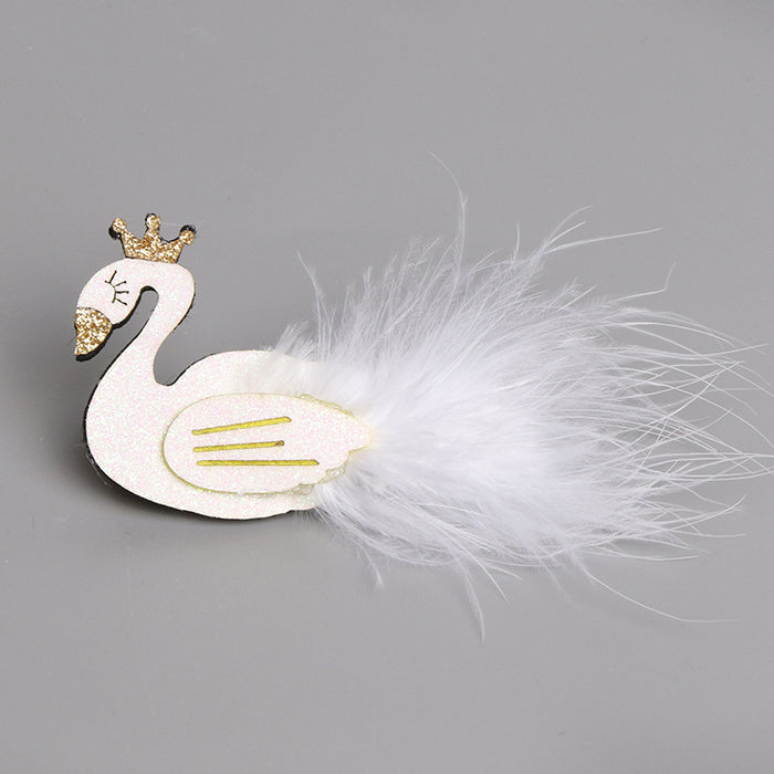 Wholesale 3D Pearl Lace Swan Hair Clip Hair Ball Children Hair Clip MOQ≥3 JDC-HC-MeiQ002