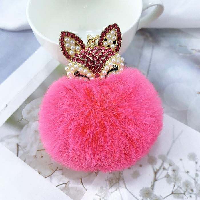 Jewelry WholesaleWholesale faux Rex rabbit hair rhinestone keychain MOQ≥10 JDC-KC-YZ003 Keychains 永泽 %variant_option1% %variant_option2% %variant_option3%  Factory Price JoyasDeChina Joyas De China