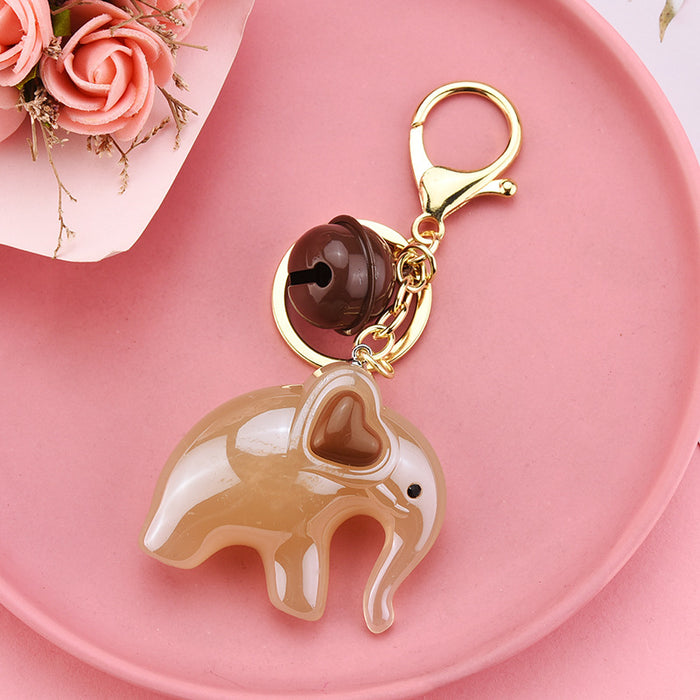 Wholesale acrylic jelly elephant bell keychain MOQ≥3 JDC-KC-XLu003