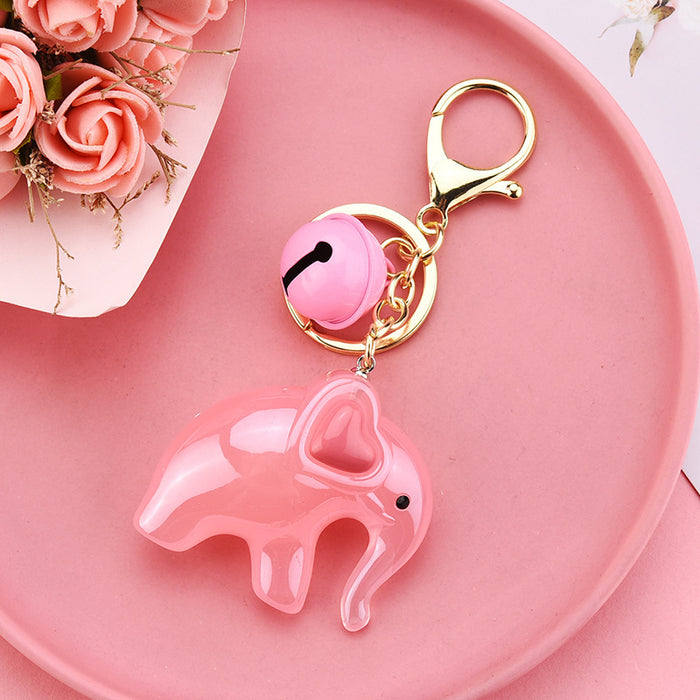 Wholesale acrylic jelly elephant bell keychain MOQ≥3 JDC-KC-XLu003