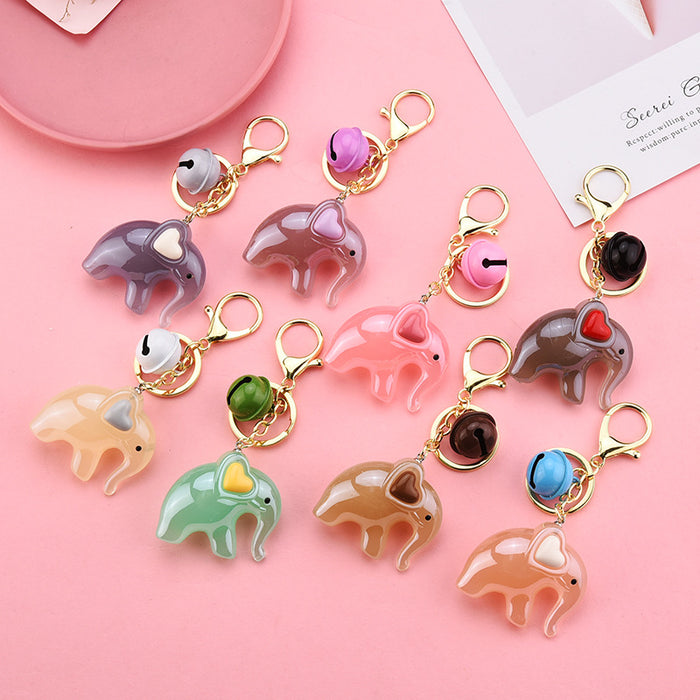 Wholesale acrylic jelly elephant bell keychain MOQ≥3 JDC-KC-XLu003