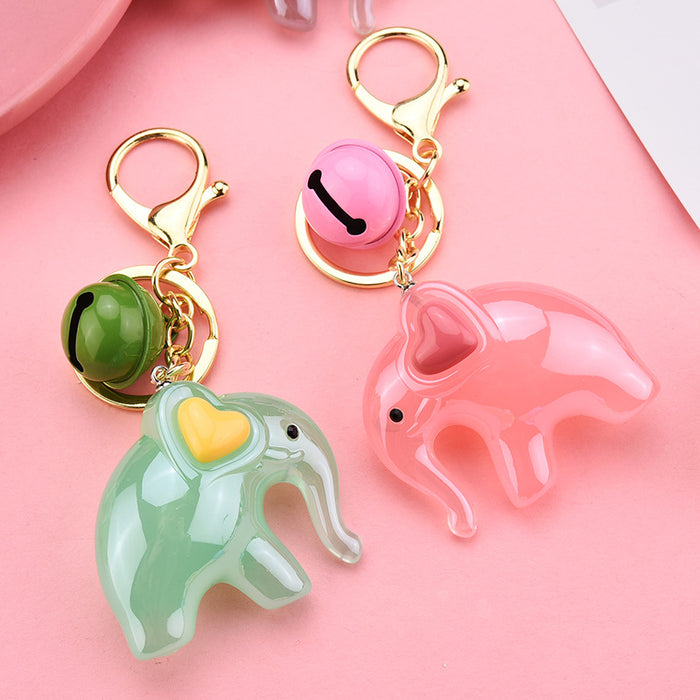 Wholesale acrylic jelly elephant bell keychain MOQ≥3 JDC-KC-XLu003