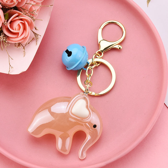 Wholesale acrylic jelly elephant bell keychain MOQ≥3 JDC-KC-XLu003